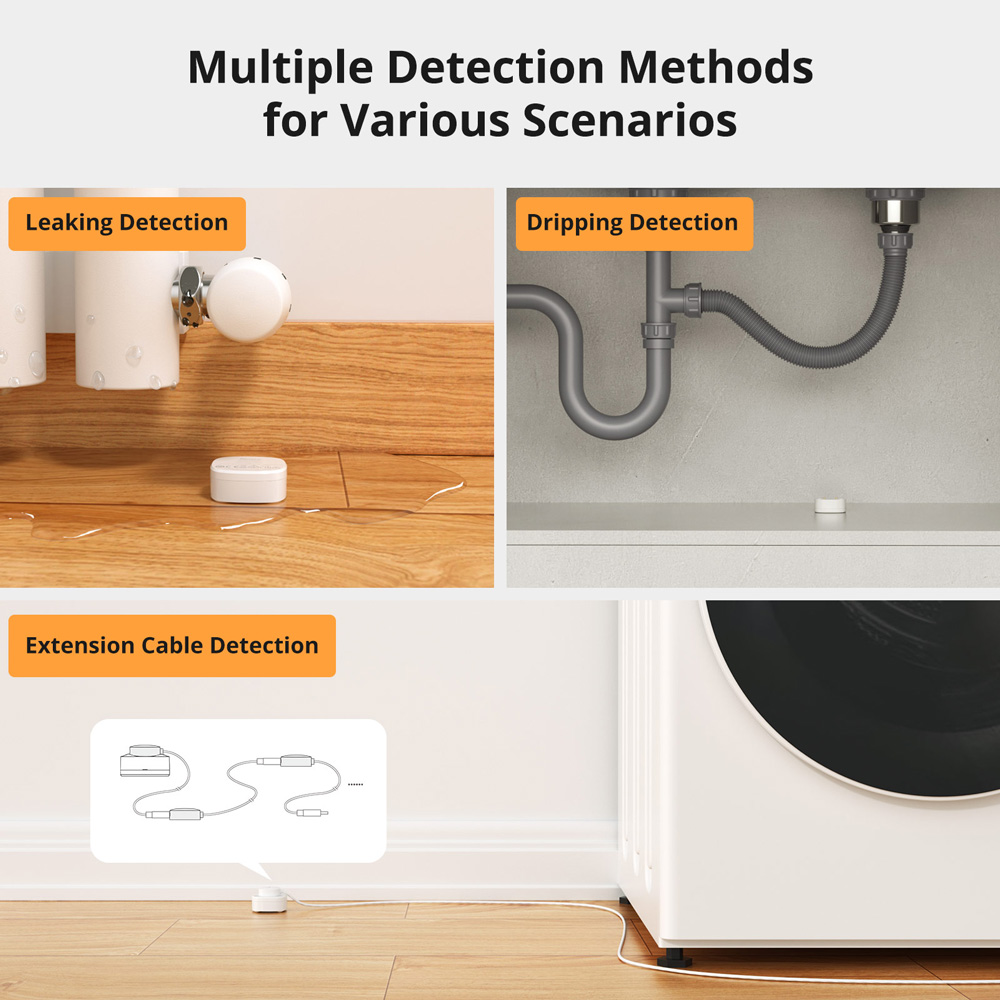 SONOFF SNZB-05P Zigbee slimme waterleksensor Lekkende en druipende detectie Real-time waarschuwing Smart Scence via eWeLink Alexa Google