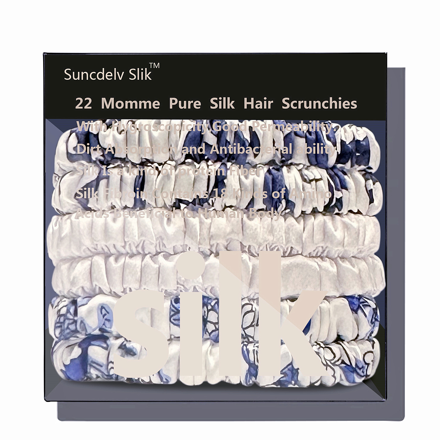 100% pura morera 6A seda pelo Scrunchie diademas hechas a mano mujeres niña accesorios para el cabello Color puro Natural HairTies caja 6 uds: Verde