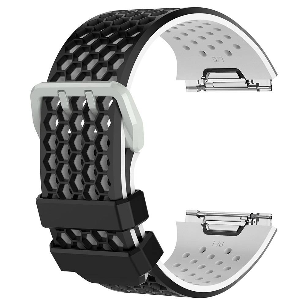 Bracelet de montre tschick pour fitbit ionic, bracelet de sport en silicone, bracelet de remplacement pour fitbit ionic: Noir blanc / Petit