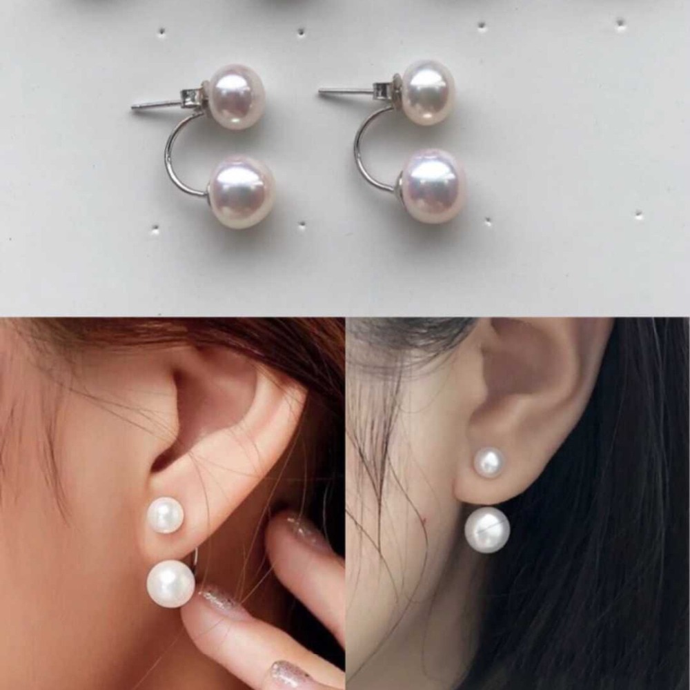 Simple Freshwater Pearl Earrings For Women 925 Sterling Silver 8MM 10MM 12MM Size Pretty Wedding Jewelry Big