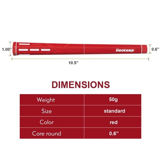 Geoleap TPE Golg Grips Hexagonal Golf Club Grip Non Slip Grip Standard, 7 Colors to Choose,10pcs: red white