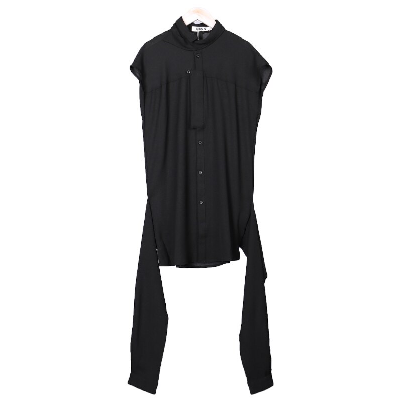 Xs -6xl mænd tøj hårstylist gd personlighed flydende ærmer ærmeløs skjorte scene performance plus size kostumer