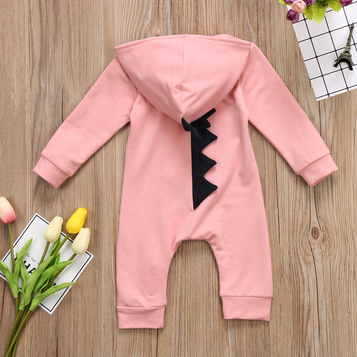 Trendy Dinosaur Lange mouwen Hooded Romper Voor Baby Boy