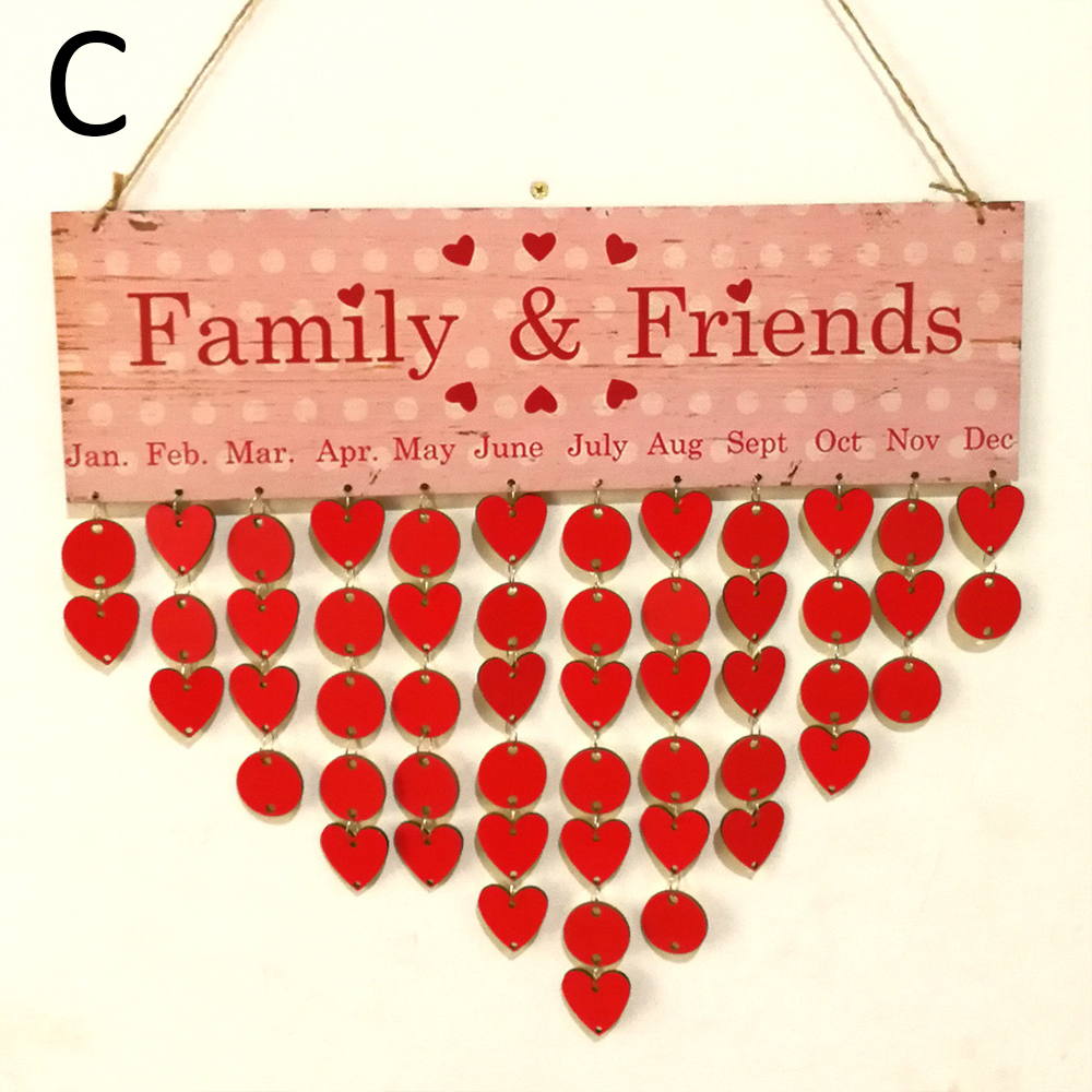 Kalendarz przypomnienie deska specjalne dni przyjaciel rodziny daty urodzin znak drewno wisiorek DIY rzemieślnicze ściana dekoracje wiszące robić salonu: C