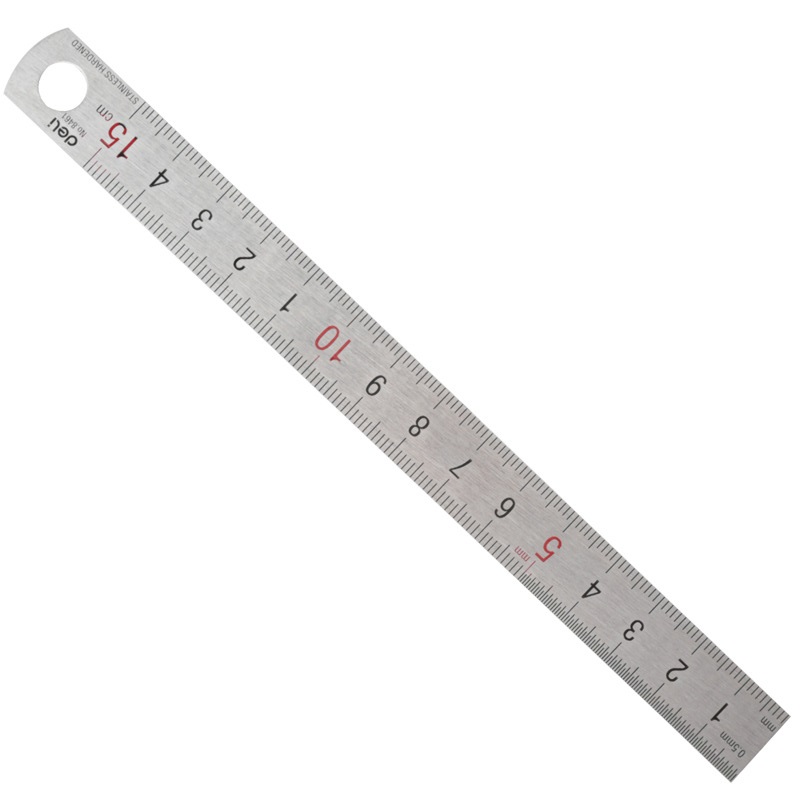 Deli 15cm Stainless Steel Metal Straight Ruler MM Inch Measuring Scale Rule Artist Art Stationery Store Office School Supply: Default Title
