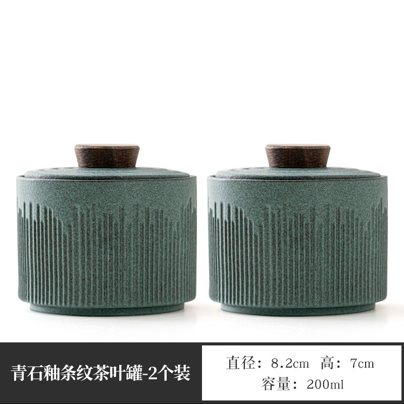 Ceramic Green Tea Caddy Household Storage Tank with Lid Kitchen Condiment Dispenser Sugar Bowl and Salt Bowl Desktop Ornaments: N