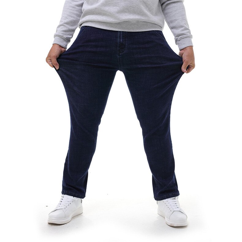 Plus size 44 46 48 50 52 heren casual stretch jeans business grote maten dansbroeken herenbroeken merk: Marineblauw / 40
