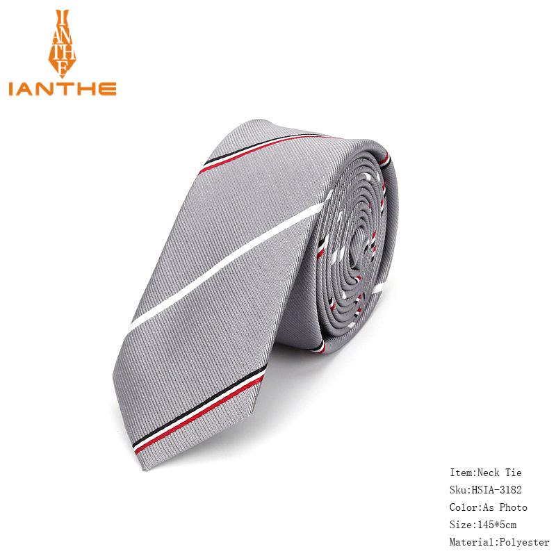 Mærke mænds jakkesæt slips klassisk mænds stribet slips formelle slid forretning sløjfer mænd polyester tynde slanke slips krave: Ia3182