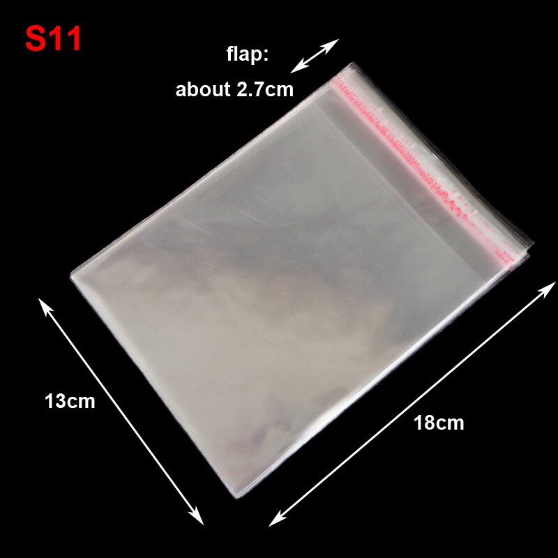 50pcs Resealable Plastic Transparent Bags Clear Cellophane Self-adhesive Plastic Opp Bag Packing Storage Poly Bag: 50pcs 13x18cm