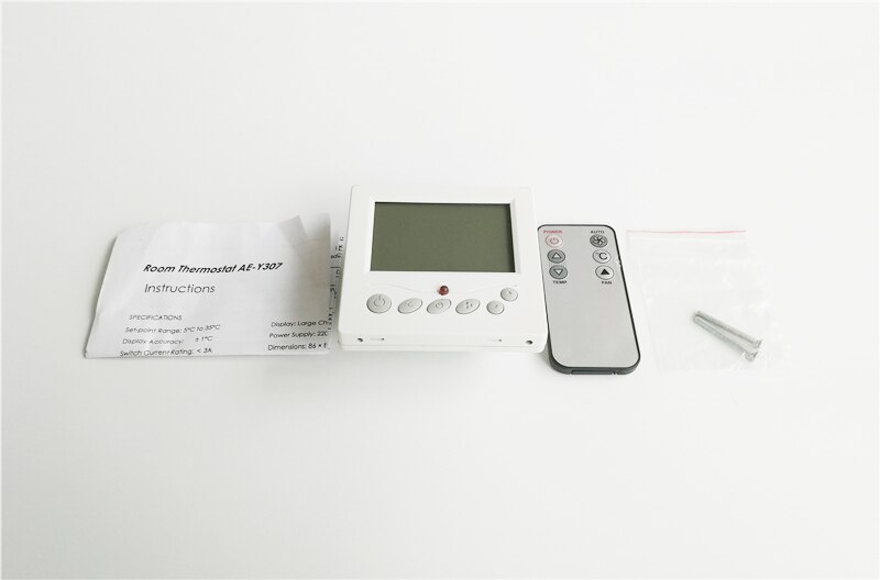 AC220V remote control room thermostat Large LCD screen thermostat for motorized valve or air damper, 3 fan speed