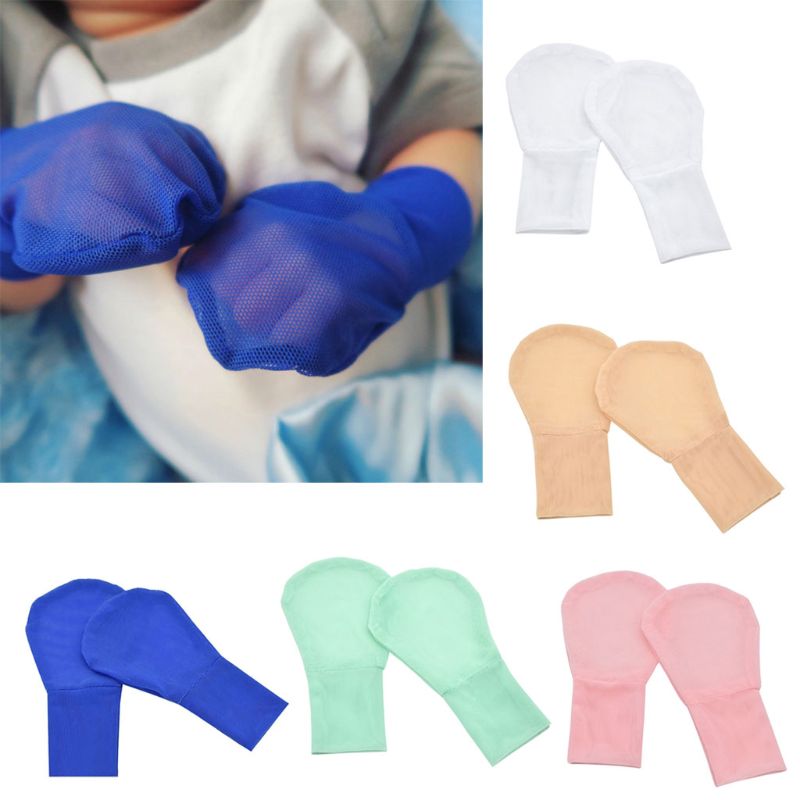 Mitones antiarañazos para recién nacidos, guantes de malla para bebé, guantes de protección para niños, mitones faciales 4XFE