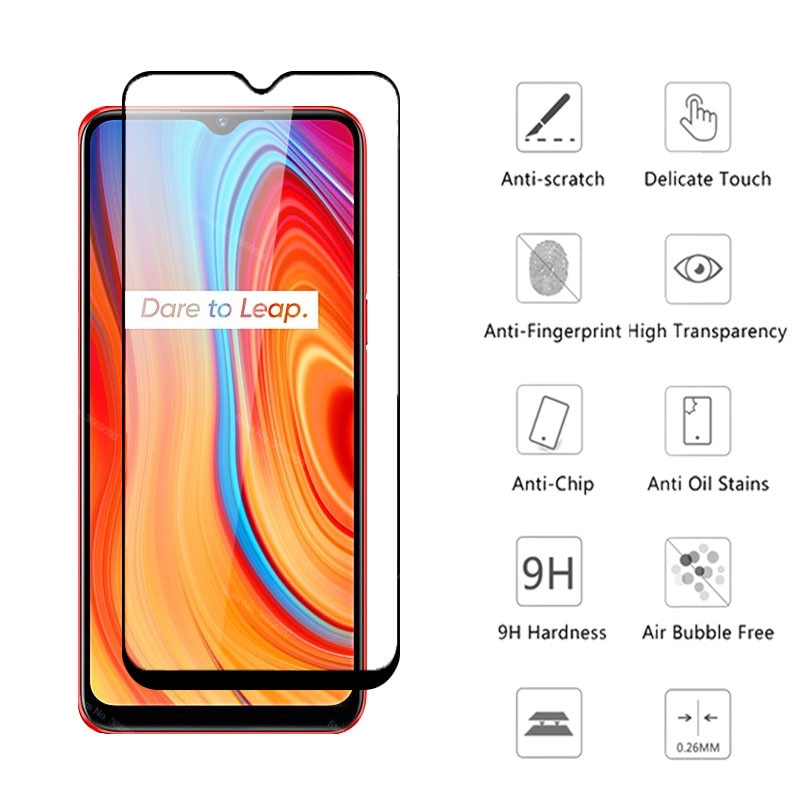 2pcs full cover glass realme c 3 glass screen protector for oppo realme realmi c3 3c phone Protective Film Cover realmec3 6.5''