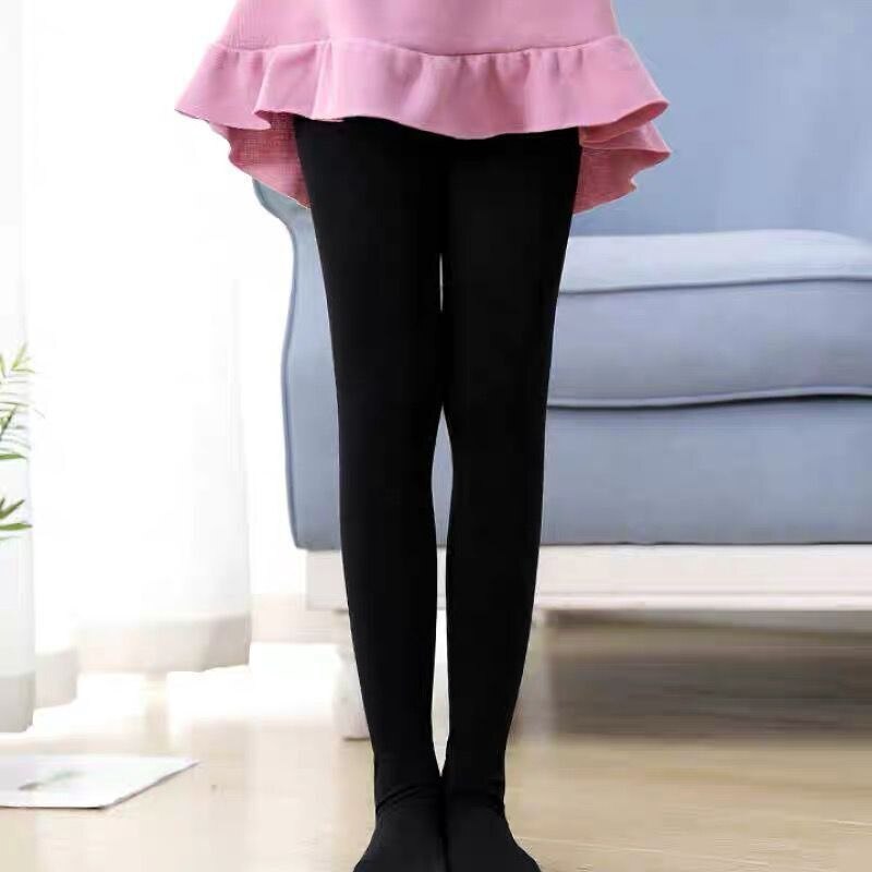 Solid Color Girls Ballet Dance Pantyhose Spring Summer Cotton Elastic Stretch Skinny Girls Stockings Brathable Velvet Tights: black tights / 1 to 3 year