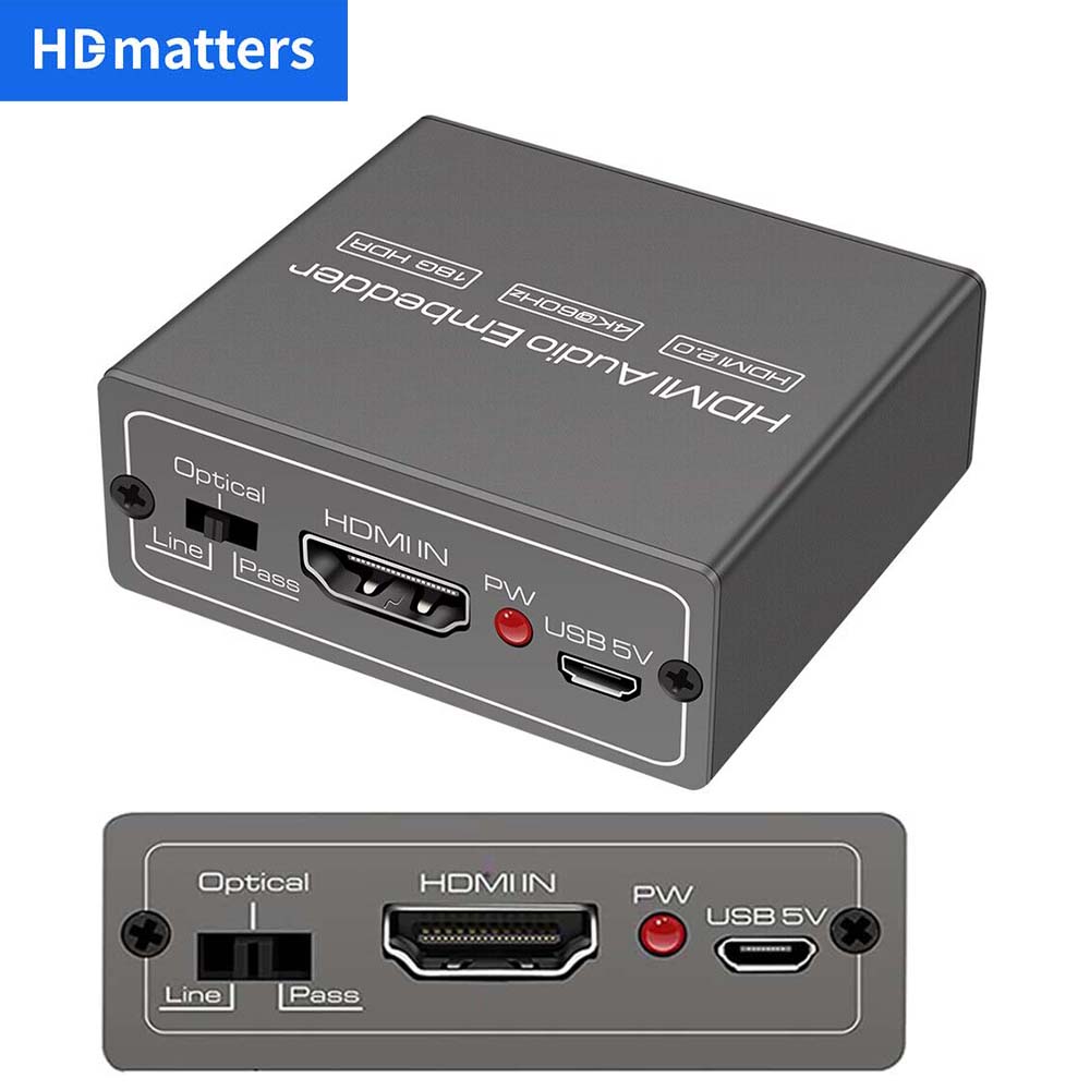 Hdmi audio embedder inserter hdmi 2.0 hdmi audio mixer hdmi+ aux audio+digital toslink audio to hdmi converter mixer 4k 60hz &hdr