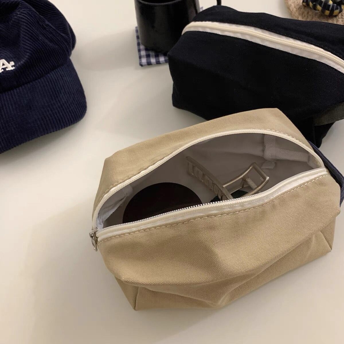 Koreanisch bilden Tasche Pro Frauen tragbar Kosmetik Lager Toilettenartikel Taschen weiblich Schönheit Segeltuch Beutel Reisen Organizer Fall Kupplung