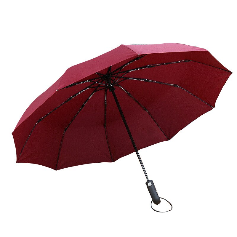 Paraguas plegable automático superresistente al viento para hombre, paraguas de negocios, automático, de plástico negro, color thre: Rojo