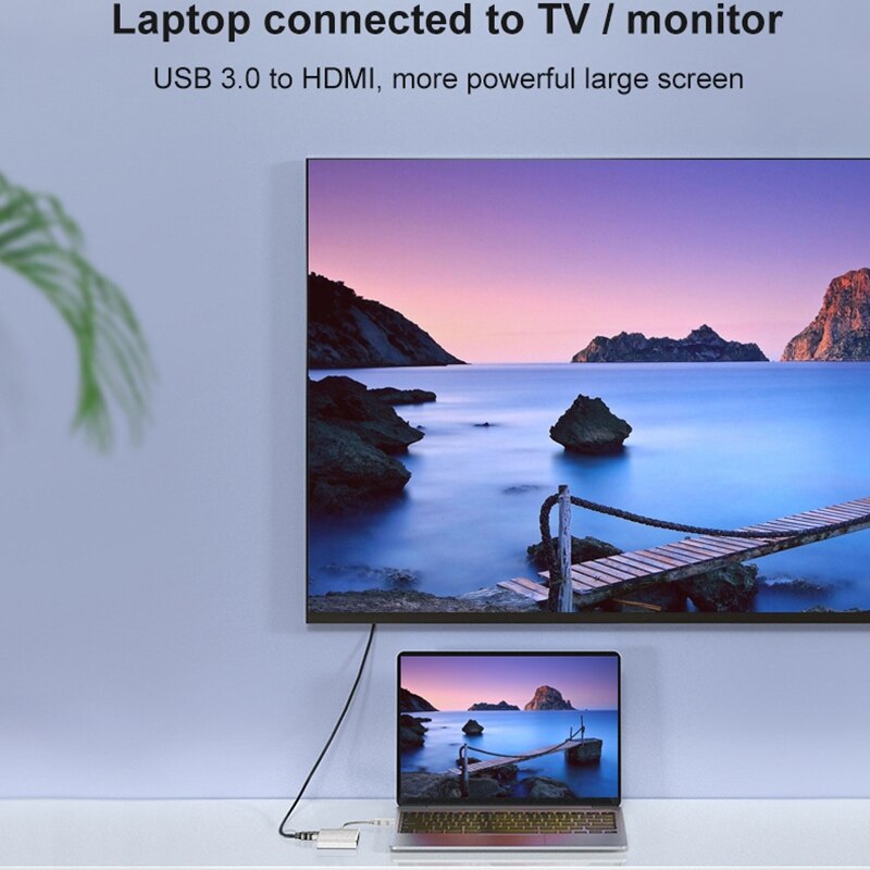 USB3.0 Hub to HDMI VGA DVI Network Port 1000 Gigabit Ethernet 4in1 Video Adapter Converter