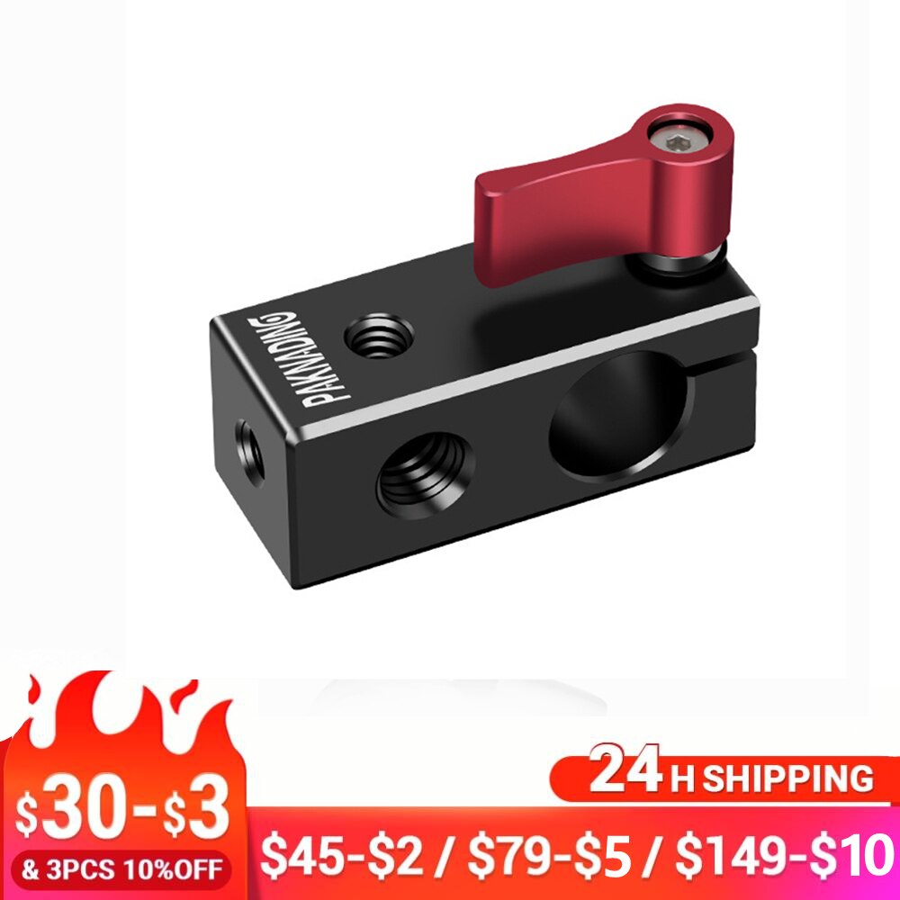 Single Rod Clamp 15mm Rail Rod Connector Adapter w/ 1/4"-20 3/8 Threads Holes for 15mm Dslr Rig for Microphone LED Light DIY