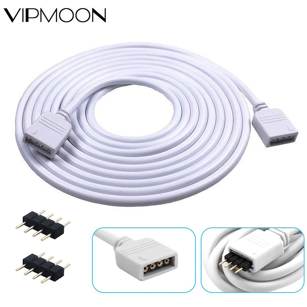 4 Pin Rgb Led Strip Connector Extension Cable Cord Wire Wit Rgb Connector 4 Pin Naald Voor Led Rgb 2835 5050 Licht Strip Kabel