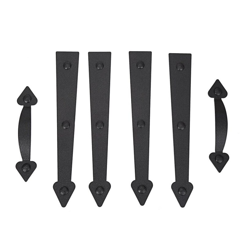 Magnetic Decorative Carriage-Style Garage Door Accent Trim Hardware (Four Hinges, Two Handles
