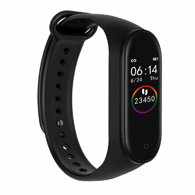 M4 Smart Polsband Band 4 Armband Bluetooth Horloge Hartslag Fitness Sleep Monitor Waterdichte Smart Armband Horloge Mannen Vrouwen: Black