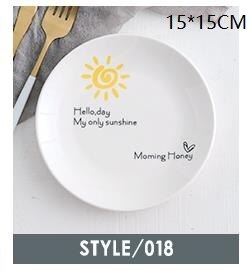 Ceramic Cactus Bread Plates Round Flamingo Western Steak Dish Heat-resistant Salad Dessert Tray Kitchen Serving Platter Dinner: Yellow hello