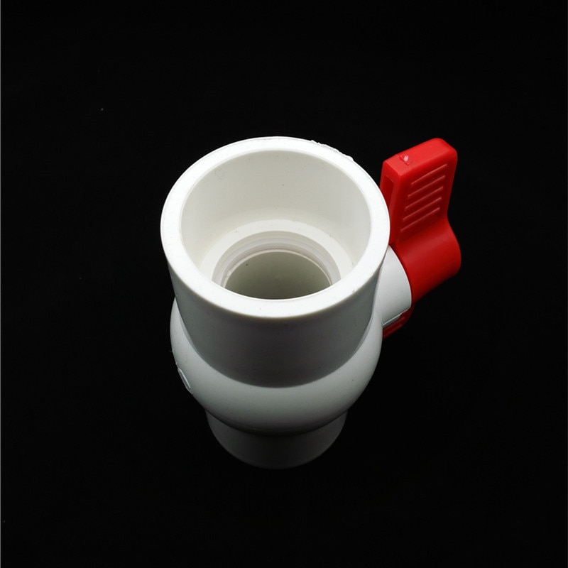 50mm to 50mm Inside Dia Slip Ends Two Way Ports PVC Ball Valve White Red