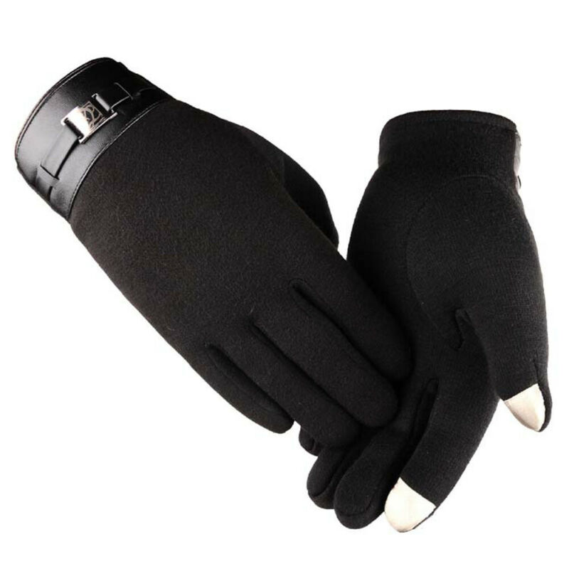 Mannen Touchscreen Lederen Handschoenen Thermische Fleece Gevoerde Rijden Winter Warm