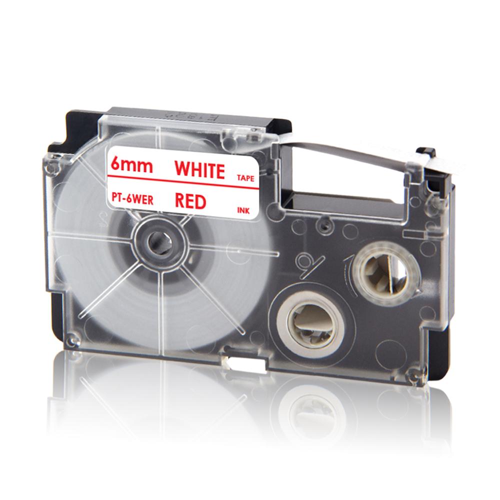 UniPlus XR-6X XR6WE XR-6RD XR 6YW Label Tapes Replace Casio Label Maker XR-6B XR-6GN 6mm Multi Colors for KL-60 KL-60SR KL120 EZ: Red on White