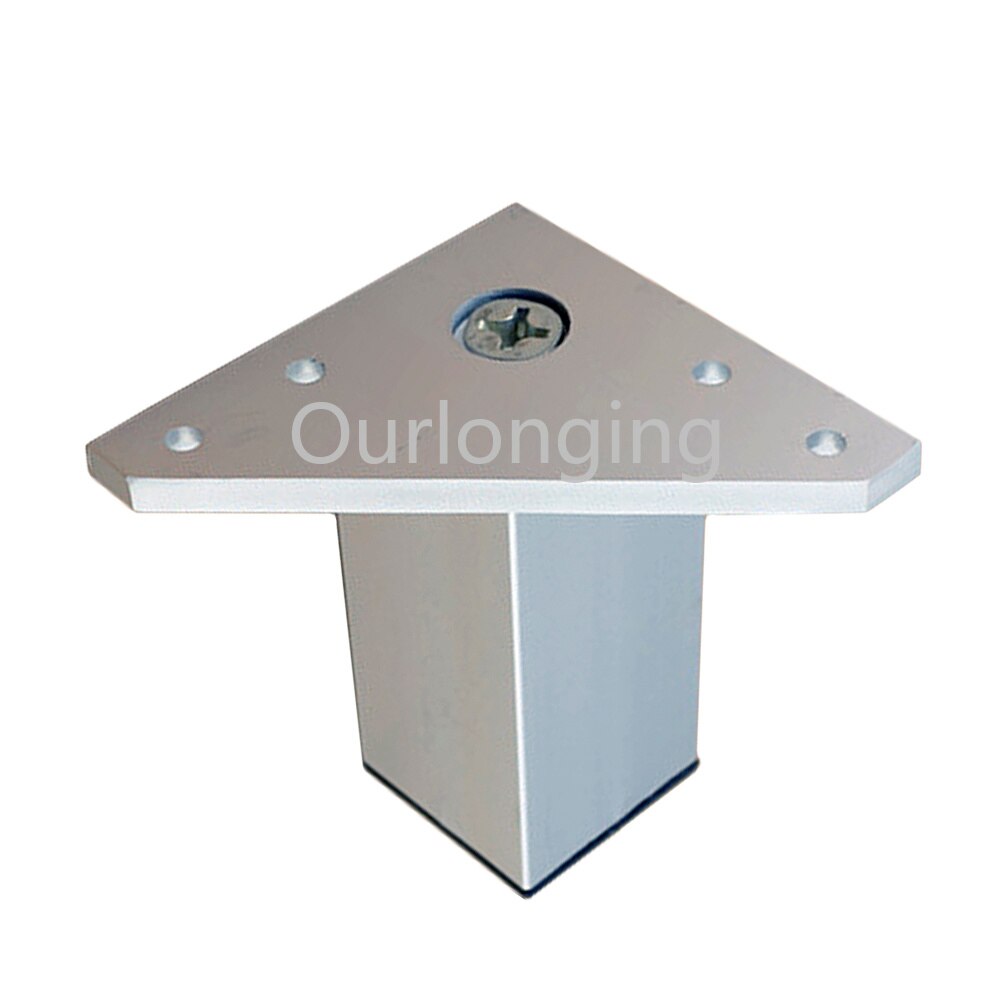 4 piezas 100mm patas de muebles de aleación de aluminio plateadas con base triangular ajustable, patas de sofá para gabinete