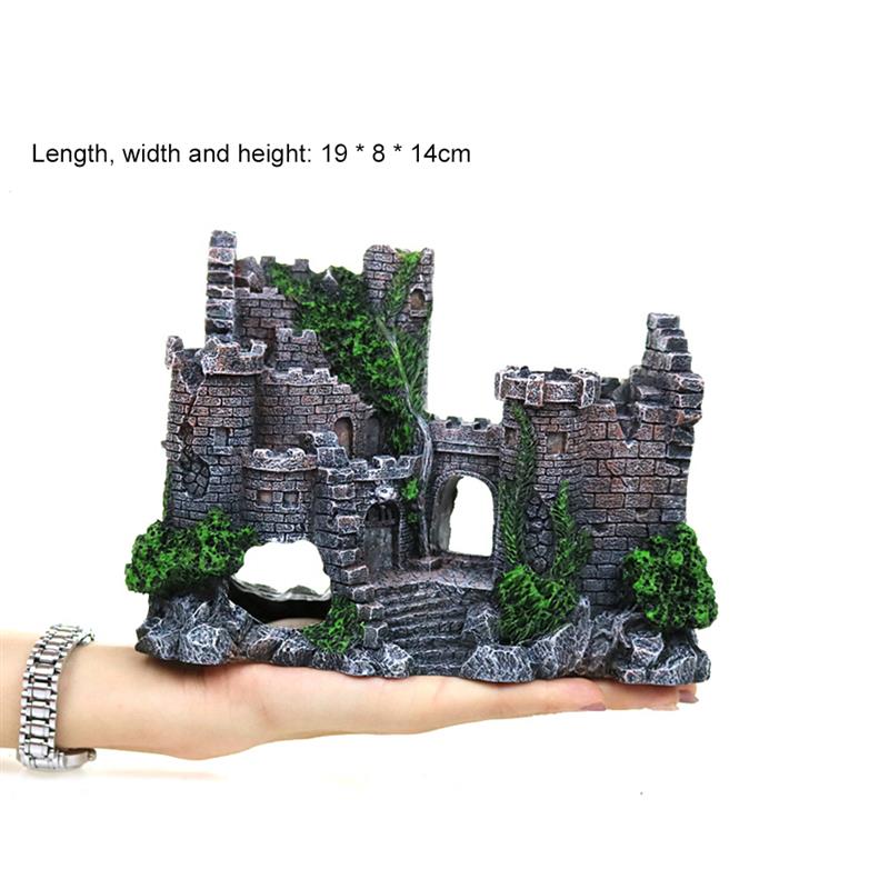Kunstmatige hars aquarium aquarium decoratie oud kasteel landschap rots decoratief aquarium ornament accessoires huisdecoratie