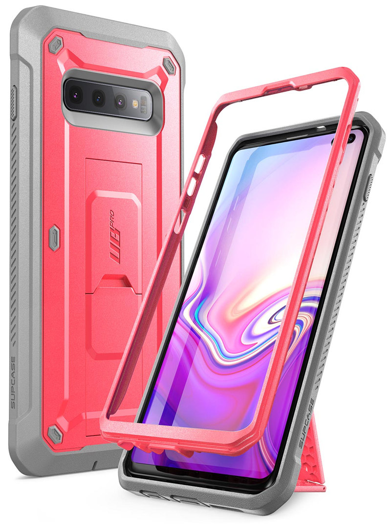 Supcase Voor Samsung Galaxy S10 Plus Case 6.4 "Ub Pro Full-Body Robuuste Holster Kickstand Cover Zonder Ingebouwde screen Protector: Pink