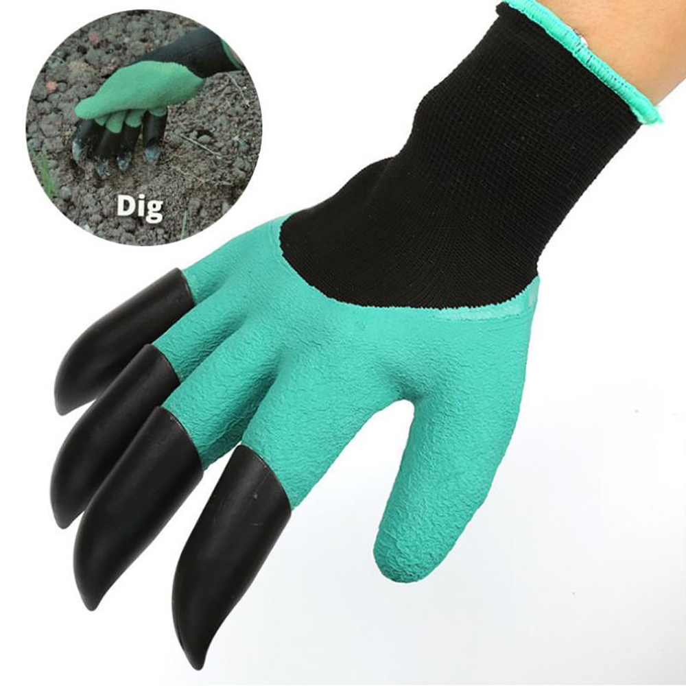 Gants de jardin en caoutchouc avec 4 griffes en plastique ABS pour le jardinage