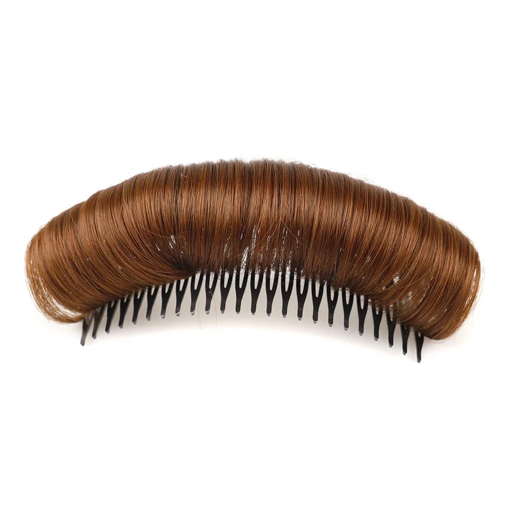 Invisible Fluffy Hair Pad Wig Cushion Comfortable High Temperature Fiber Insert Comb Fluffy Hair Clip Increase Hair Style Tools: Dark Khaki