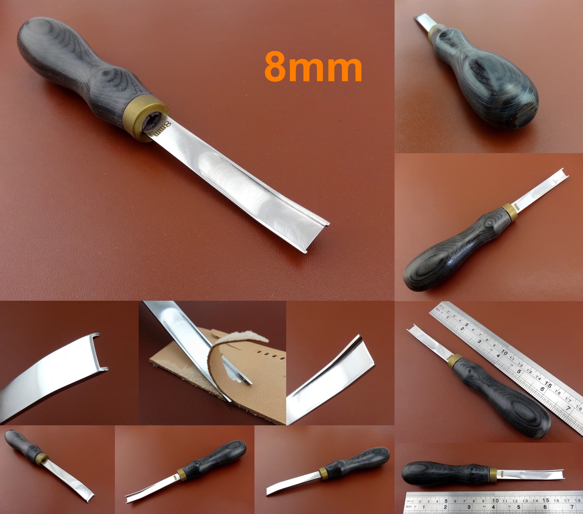 7kind French Style Leather Craft Edge Beveler Skiving Skiver Edger Gouges Cutting Tool - Knife Cutter Punch Chisel Pricking Iron