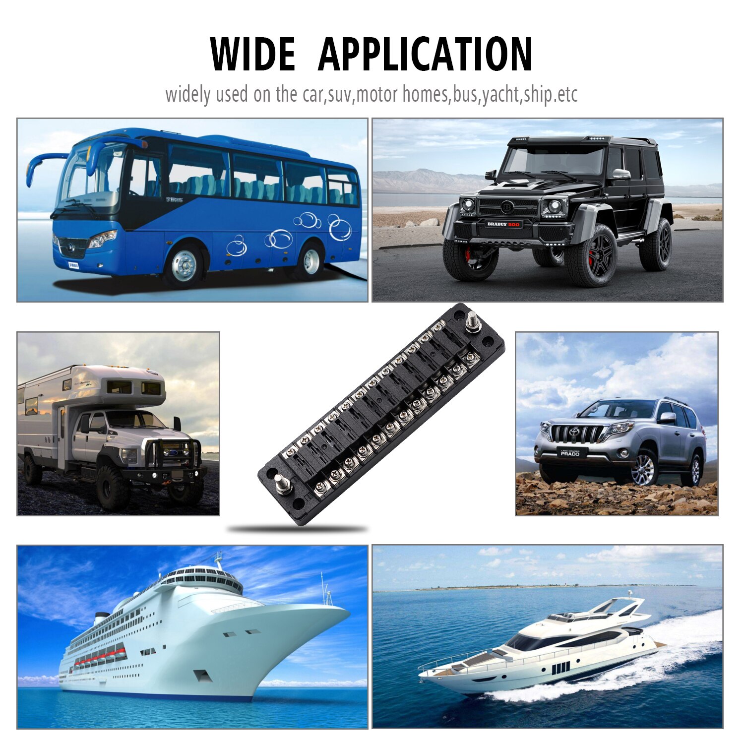 Car Long 12-way Independent Positive And Negative Fuse Box Without Fuse Sheet 1 In 12 Out With Sticker