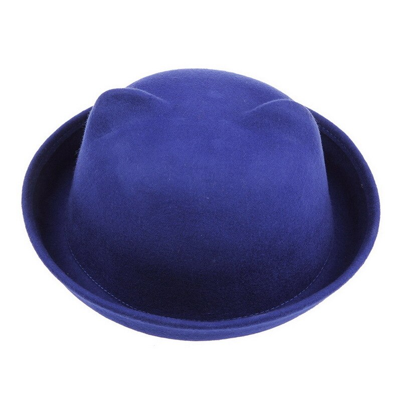 Filthat sort top hat dame derby uld piger drenge vinter fedora dame hatte sød og enkel kasket