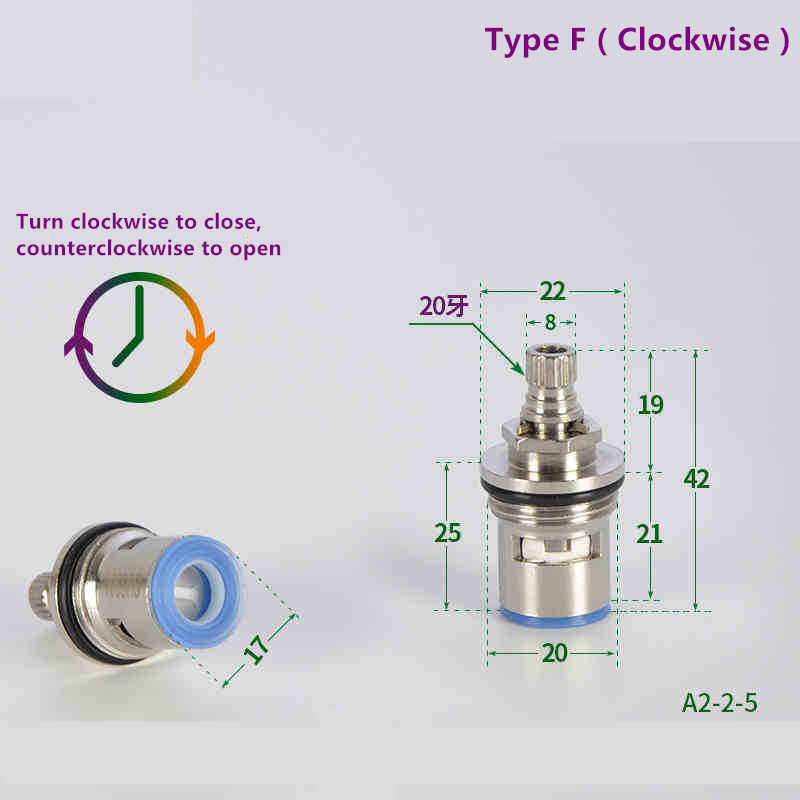 Universal Replacement Tap Valves Brass Ceramic Disc Cartridge Inner Faucet Valve for Bathroom Kitchen Clockwise / Anti-clockwise: black