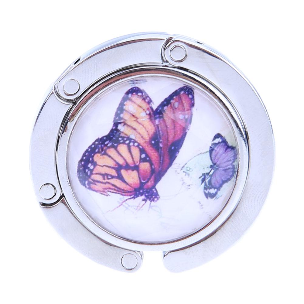 Gancho Metálico Redondo y Plegable para Colgar en la Mesa, 1 Unidad, Soporte con Dibujo de Flores y Aleación de Cristal, Colgador en Suspensión Portátil para un Objeto o para Bolso de Mano: Aug 99