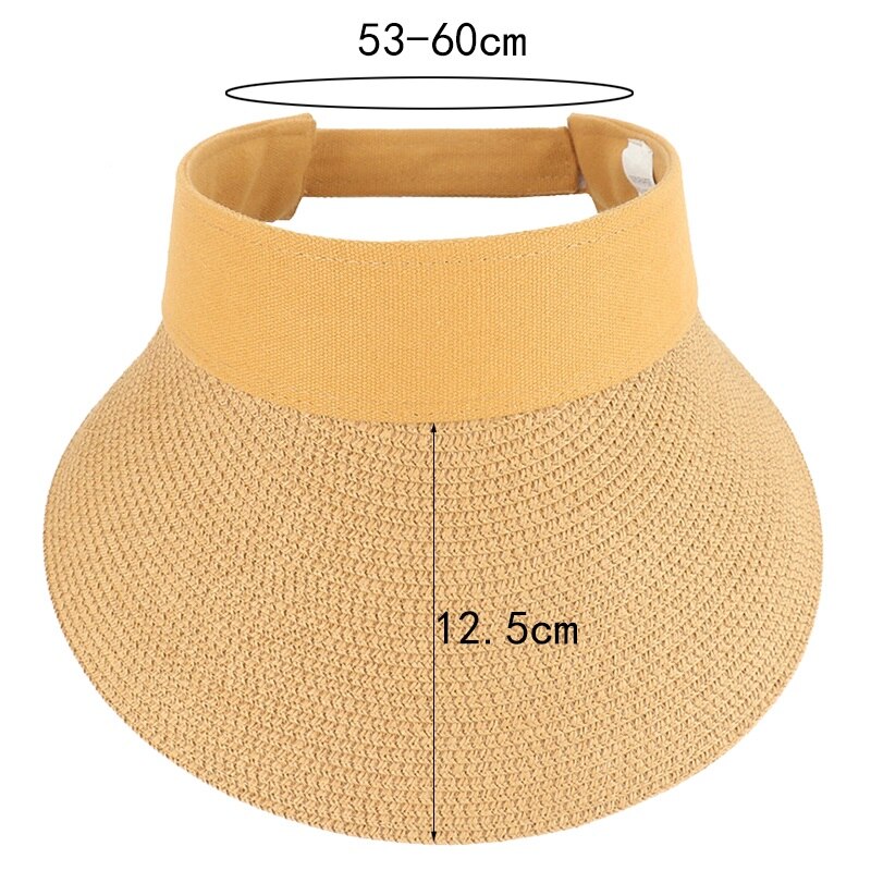 CAMOLAND Straw Hats For Women Summer Empty Top Sun Hat Outdoor Wide Brim Hiking Bucket Hat Female Beach Visors Caps