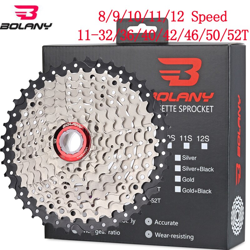 BOLANY Bicycle Cassette Wide Ratio 8/9/10/11/12SMTB Freewheel 32/36/40/42/46/50/52T Mountain Bike Sprocket for Shimano Sram