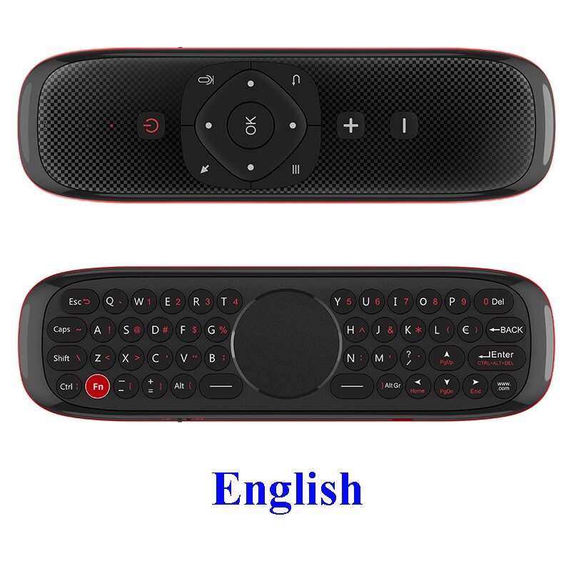 VONTAR-mando a distancia W2 Air Mouse para caja Android tv, dispositivo inalámbrico con micrófono, 2,4G, giroscopio, para H96 MAX X88 pro, PC: W2 English black