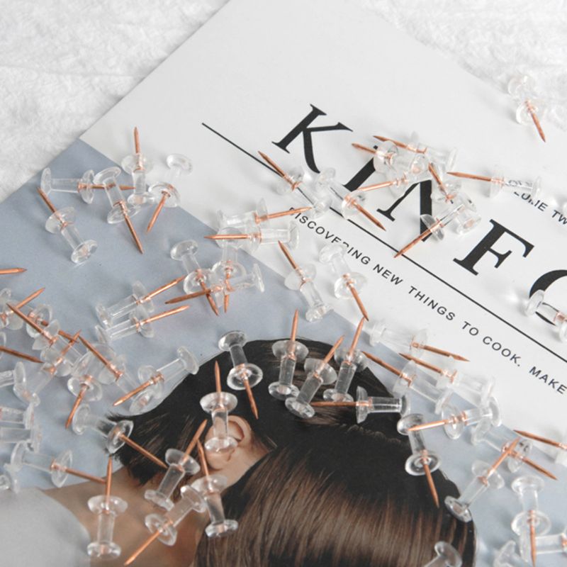 100Pcs Transparant Rose Gold Push Pins Thumb Punaise Board Pins Tekening Foto Muur Studs Kantoor Schoolbenodigdheden