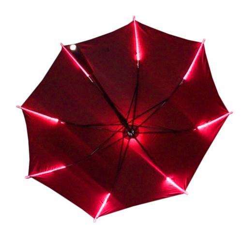 Long Handle Umbrellas LED Light Transparent Unbrella For Environmental Shining Glowing Umbrellas Party Activity props: Red