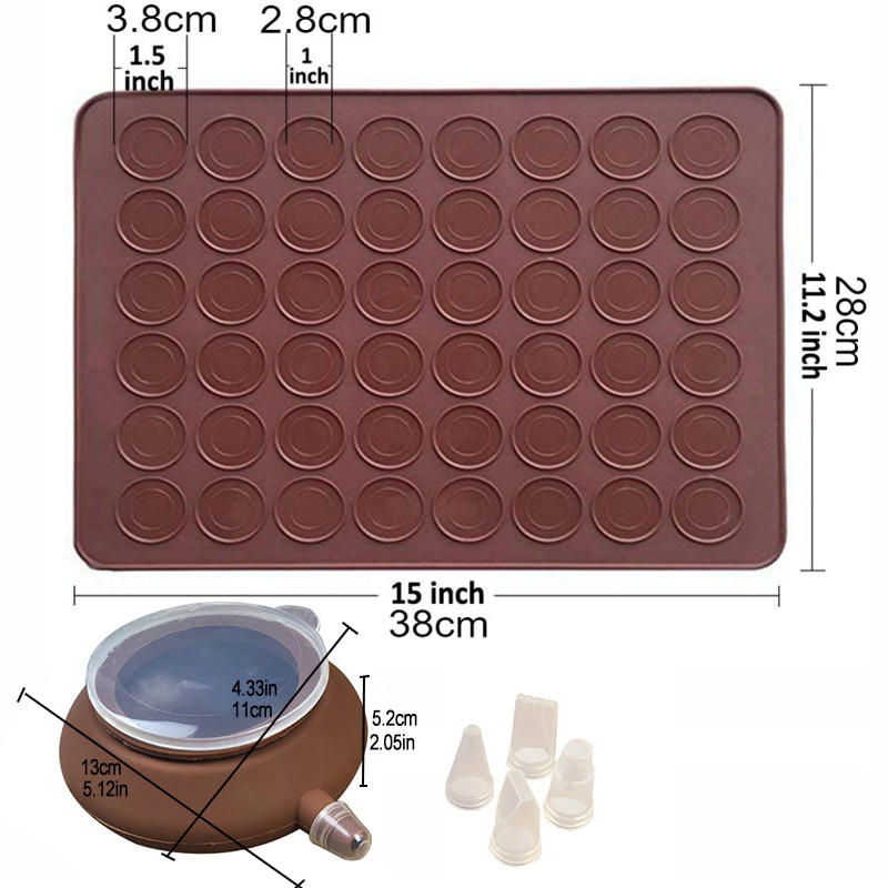 2 Stk/set Grote Bitterkoekje Kit Macaron Siliconen Mat Non-stick Bakvorm Set 48 Capaciteit Macaron Pot Cake Decorating levert