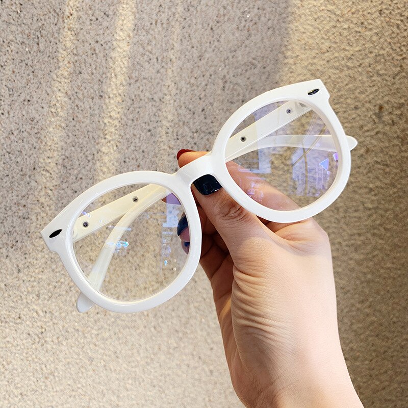 Glasses Frame Round Computer Eyeglasses Candy Color Optical Glasses Frame Arrow Rivet Eye Glasses Frames for Men Women: white