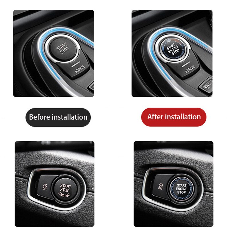Auto Innen Schalter Abdeckung Kristall eins-Schlüssel-Motor Anfang halt Geschmack Aufkleber trimmen für BMW 1/2/3/4/5/6/7 Serie X1 X2 x3 X4 X5 X6