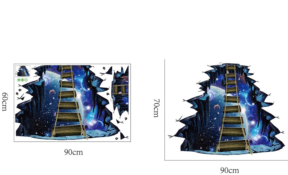 3d Stickers Cosmic Galaxy Planets Wall Sticker Outer Space Wall Poster For Kids Room Star Series Floor Removable Mural Decals