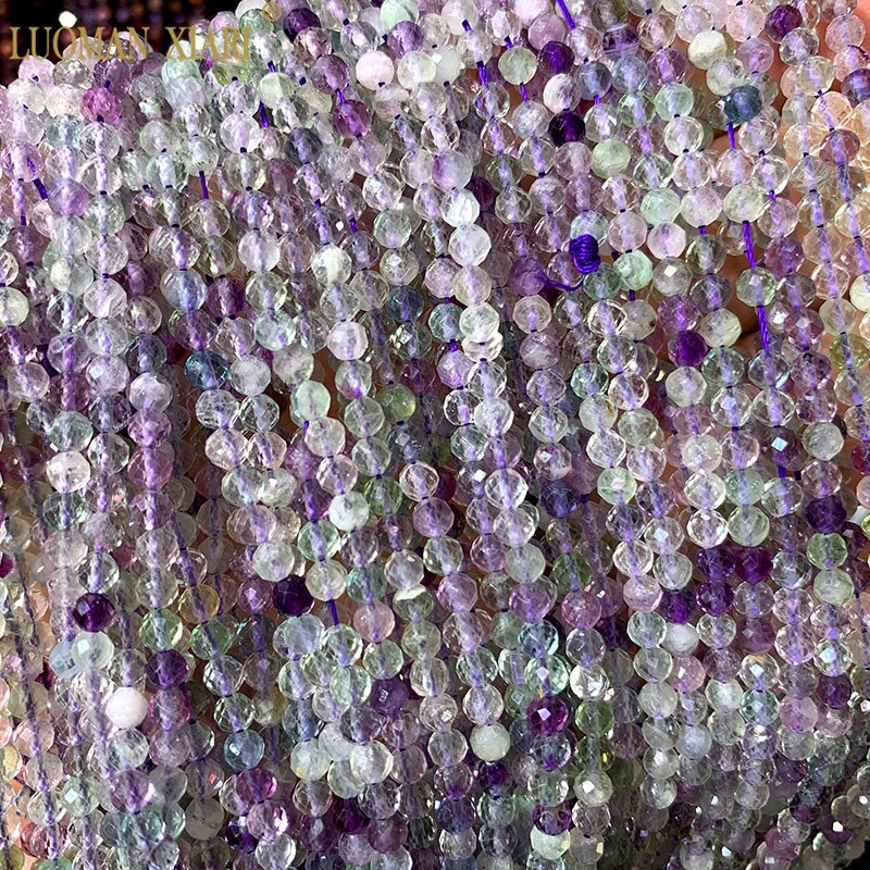 Aaa Ammenda 100% Perle in Pietra Naturale Ametista Quarzo Rosa Tormalina Topazio Sfaccettato Borda per Monili Che Fanno Fai da Te Collana Del Braccialetto: Fluorite