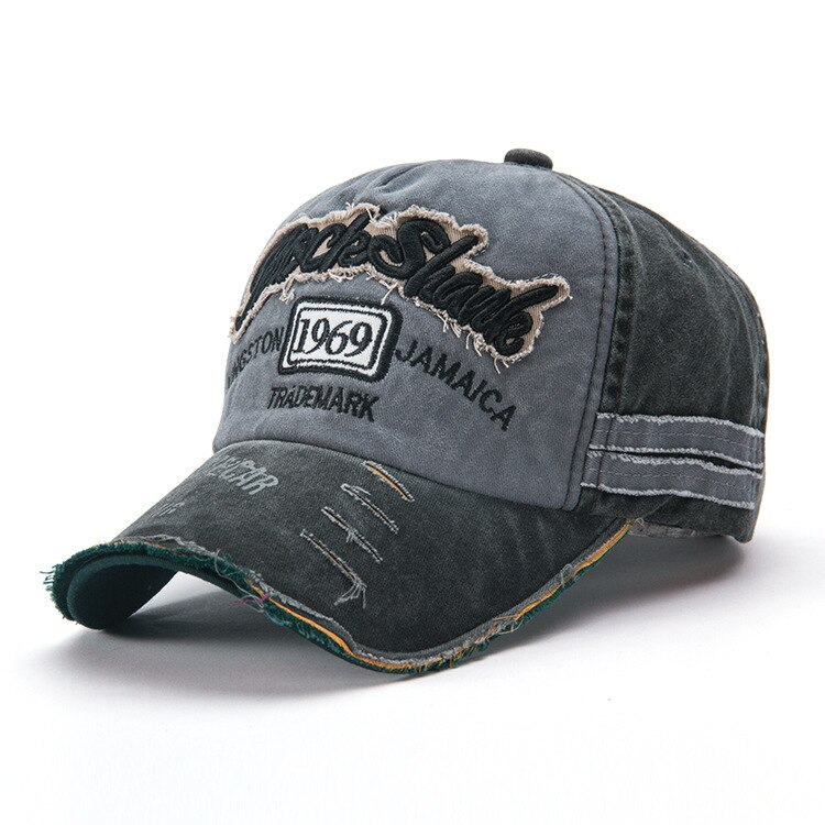 Gorras de béisbol rasgadas para hombre, gorros de sol a la , 1969: Gris oscuro